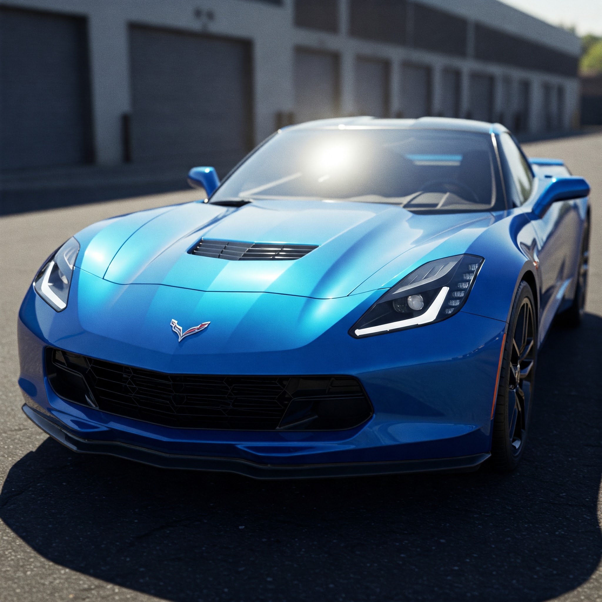 A blue corvette