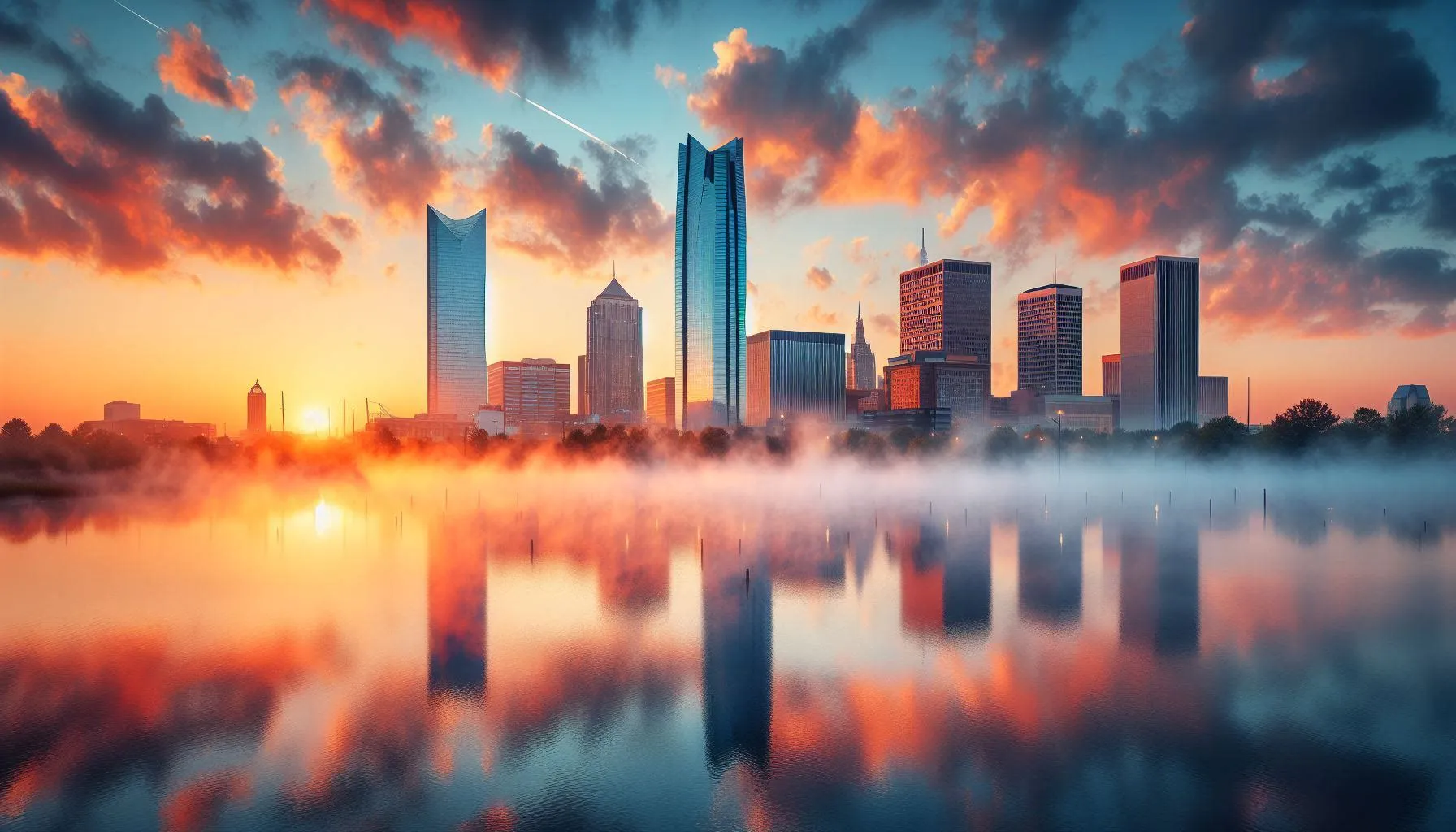 Phoenix city skyline at sunset.